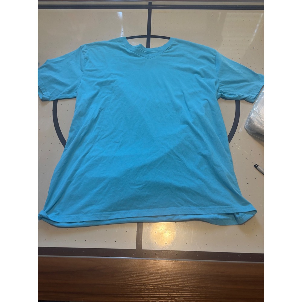 True Classic Mens V-Neck T-Shirt Bright Blue Short Sleeve Cotton Blend XL